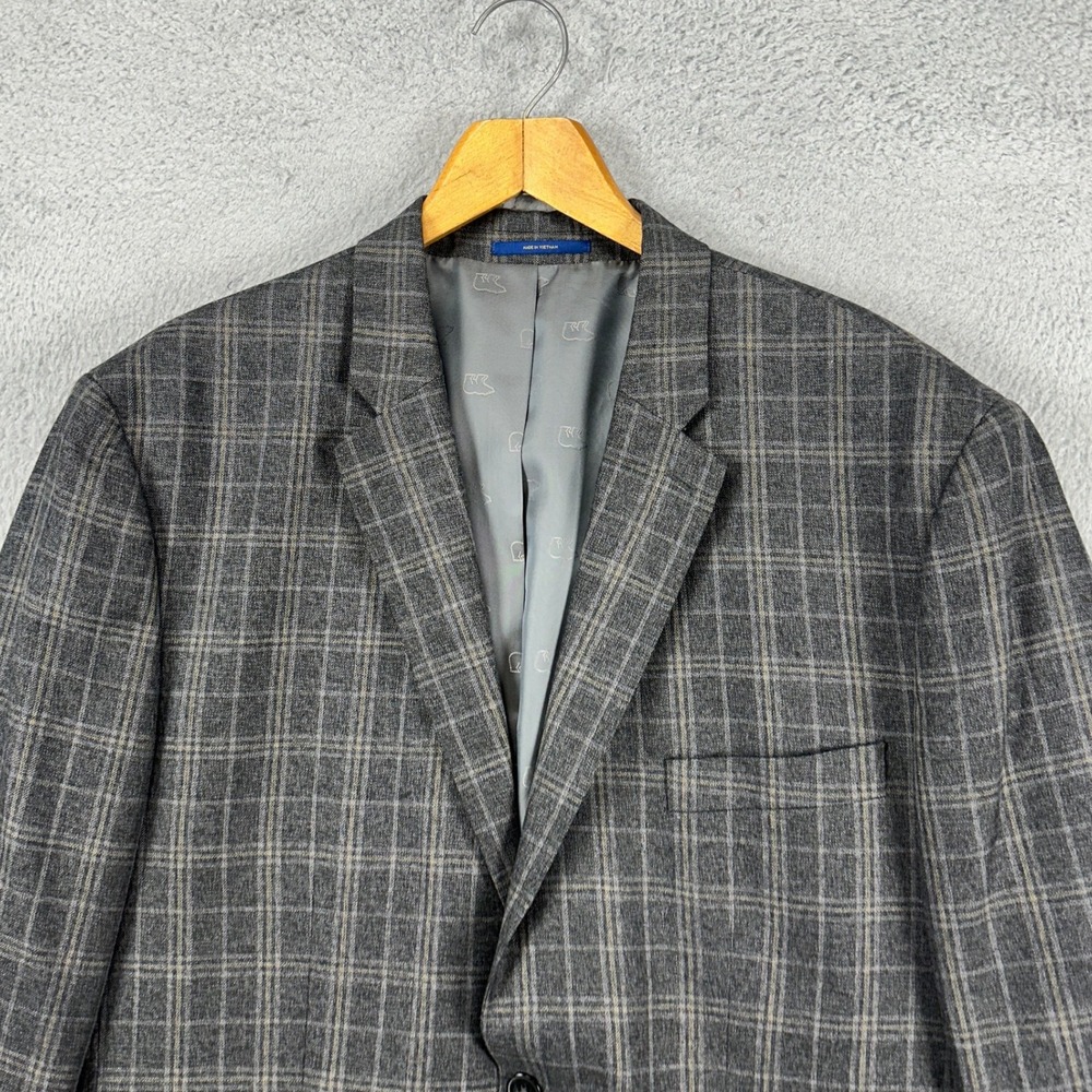 Jack Nicklaus Mens Blazer Sport Coat Jacket 52R Gray Plaid 2 Button Pocket‎ NEW